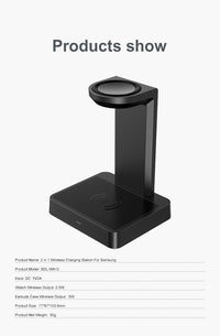 HKM-904979 Dual Wireless Qi Charger with Type-C Cable - Black