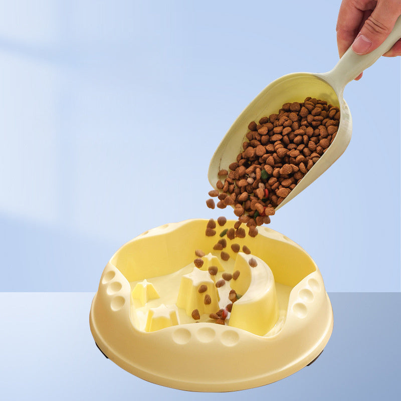 HKM-904979 Moon Star Wings Large Capacity Slow Feed Pet Bowl for Dogs - Dinner Plate Design