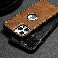 HKM-905043 All-Inclusive Leather Grain Mobile Phone Case with Stitching - Available in Black, Brown, Red, and Royal Blue
