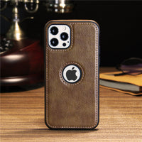 HKM-905043 All-Inclusive Leather Grain Mobile Phone Case with Stitching - Available in Black, Brown, Red, and Royal Blue
