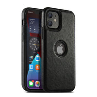 HKM-905043 All-Inclusive Leather Grain Mobile Phone Case with Stitching - Available in Black, Brown, Red, and Royal Blue