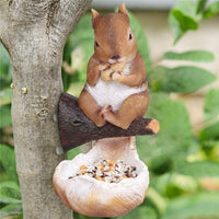HKM-905043 Squirrel-Shaped Resin Bird Feeder for Garden Décor