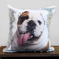 HKM-905171 Personalized Photo Sequins Pillow - Custom Pet Design 40cm x 40cm in Gold