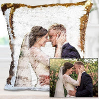 HKM-905171 Personalized Photo Sequins Pillow - Custom Pet Design 40cm x 40cm in Gold