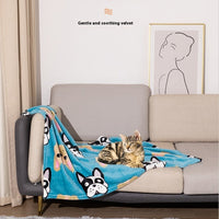 HKM-905235 Double-Sided Flannel Pet Blanket in Cartoon Patterns - Warm and Cozy Kennel Mat for Dogs