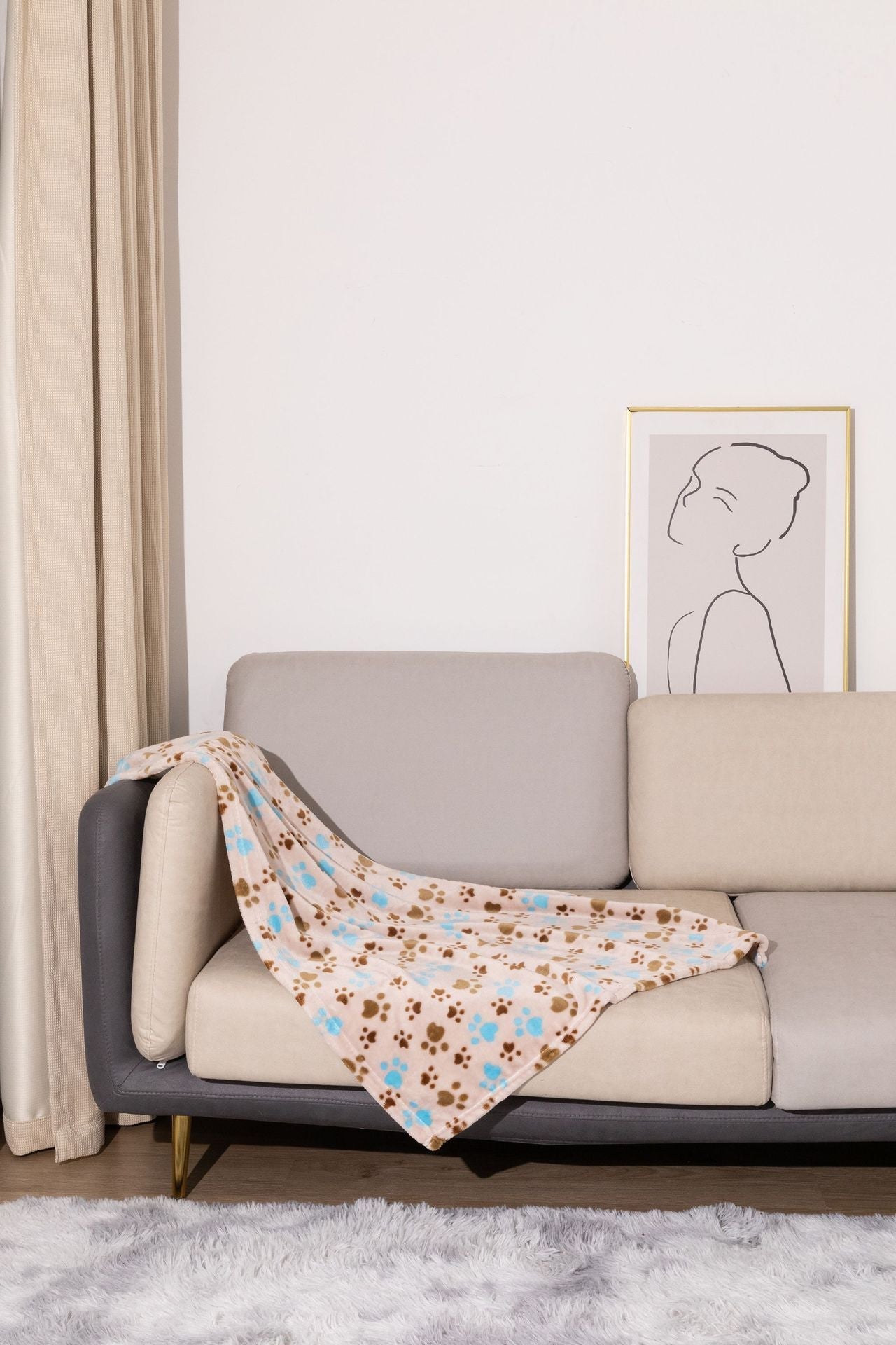 HKM-905235 Double-Sided Flannel Pet Blanket in Cartoon Patterns - Warm and Cozy Kennel Mat for Dogs