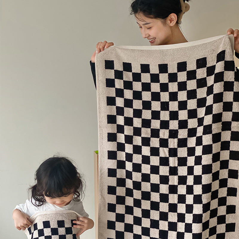 HKM-905363 Parent-Child Long-Staple Cotton Yarn-Dyed Towels in Stylish Plaids and Colors