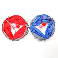 HKM-905427 Collapsible Cat Tunnel Tent – Lightweight Polyester Pet Play Structure, Red/Blue, 50CM x 25CM