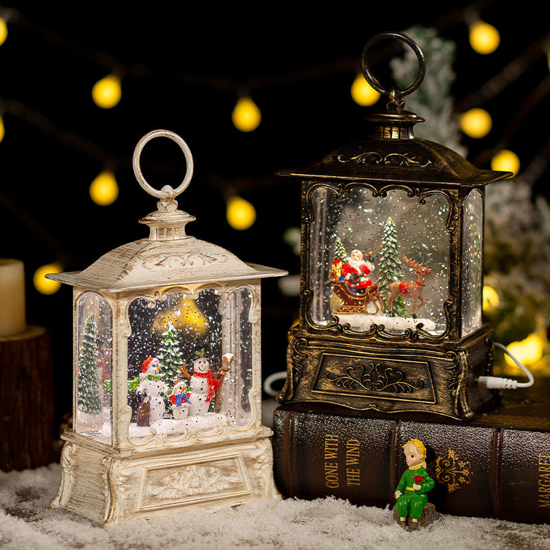 HKM-905555 Christmas Music Box with Crystal Ball Decoration, Iron Hoop and Polyethylene Base, Plays Festive Tunes