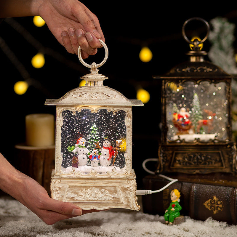 HKM-905555 Christmas Music Box with Crystal Ball Decoration, Iron Hoop and Polyethylene Base, Plays Festive Tunes