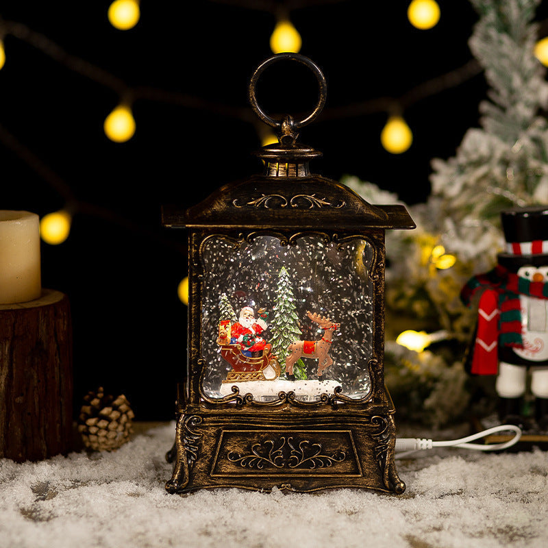 HKM-905555 Christmas Music Box with Crystal Ball Decoration, Iron Hoop and Polyethylene Base, Plays Festive Tunes