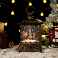 HKM-905555 Christmas Music Box with Crystal Ball Decoration, Iron Hoop and Polyethylene Base, Plays Festive Tunes