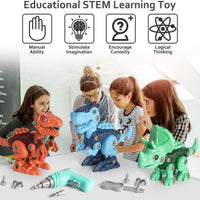 HKM-905747 Electric Drill Take Apart Dinosaur Toys Set for Kids - Educational Building Construction Play Set, Age 2 to 13