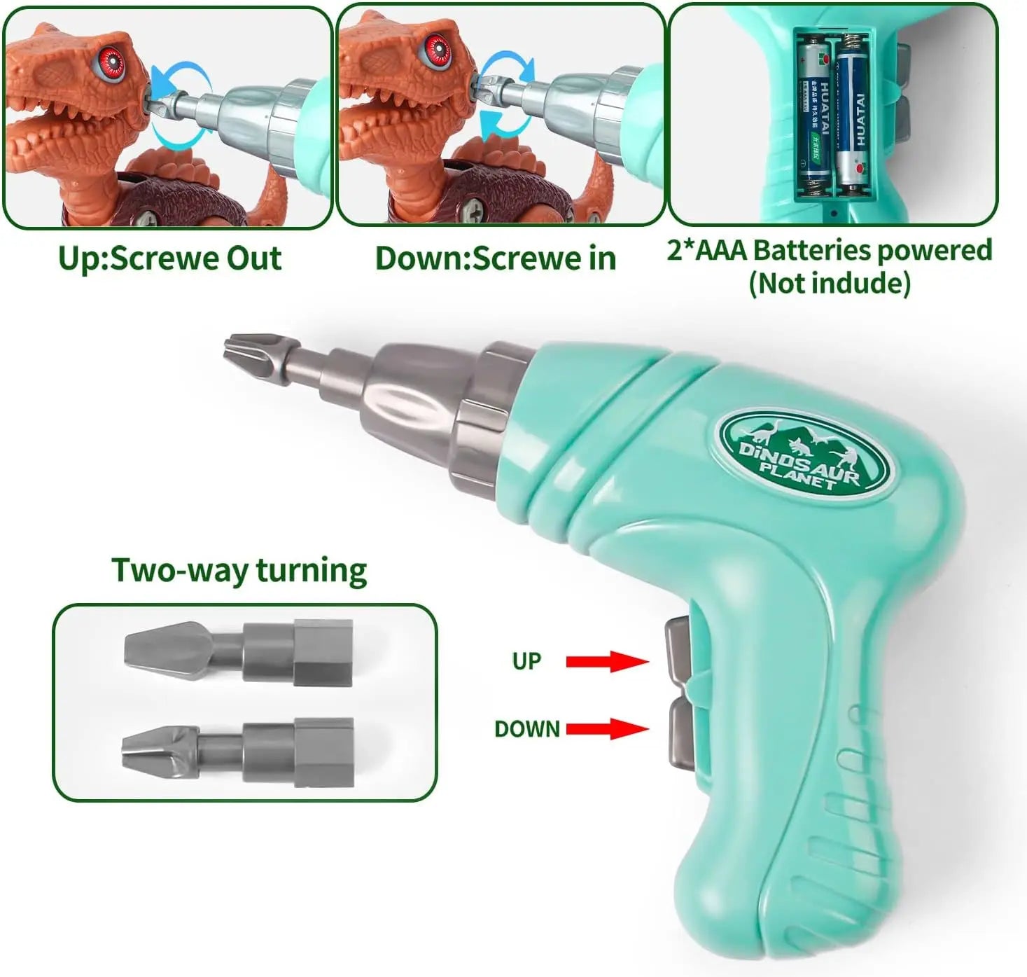 Electric Drill Take Apart Dinosaur Toys Set for Kids - Educational Building Construction Play Set, Age 2 to 13