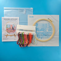 HKM-905939 Cat Landscape Embroidery Kit with Frame and Tools - Modern Cotton and Linen Design 28x28cm