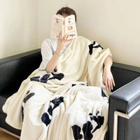 HKM-905939 Panda Pattern Flannel Blanket, Soft Fiber, 150x200cm, All Seasons