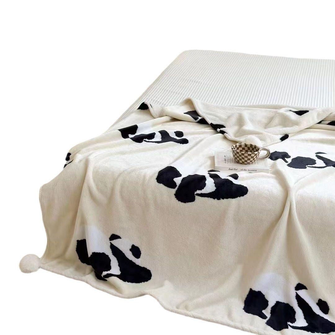 HKM-905939 Panda Pattern Flannel Blanket, Soft Fiber, 150x200cm, All Seasons