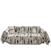 HKM-906003 Chenille Striped All-Season Sofa Cover - Universal Fit, Black and White