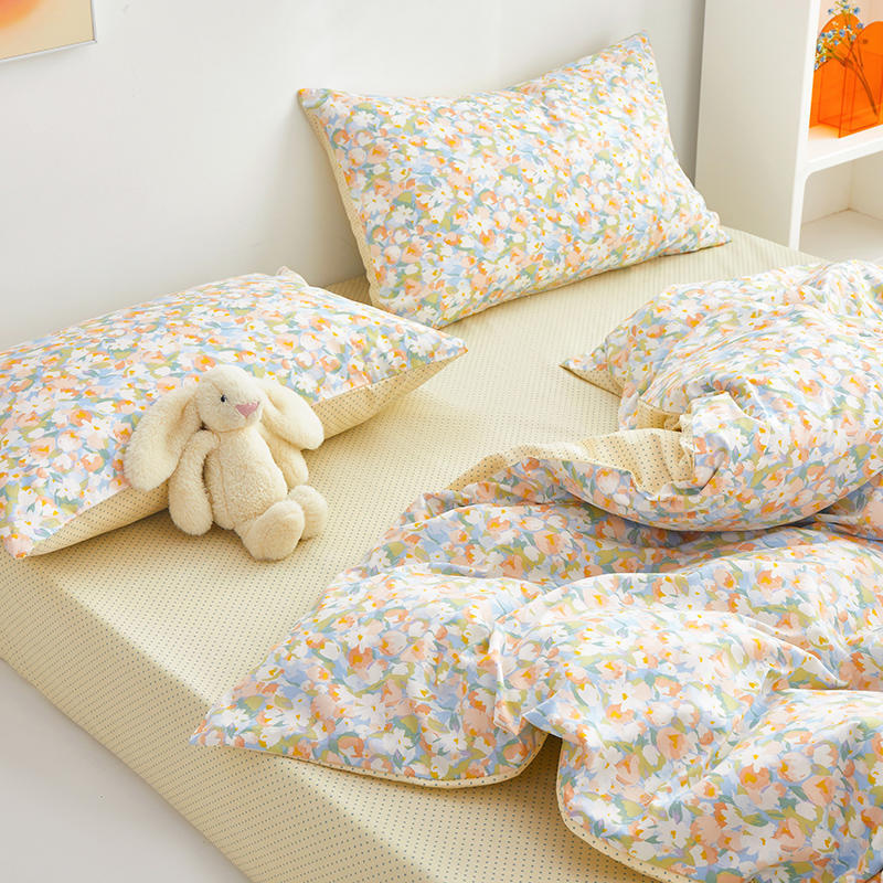 HKM-906259 Cotton Floral Bed Sheet Set - Soft, Durable, Various Sizes, American Country Style