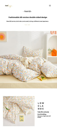HKM-906259 Cotton Floral Bed Sheet Set - Soft, Durable, Various Sizes, American Country Style