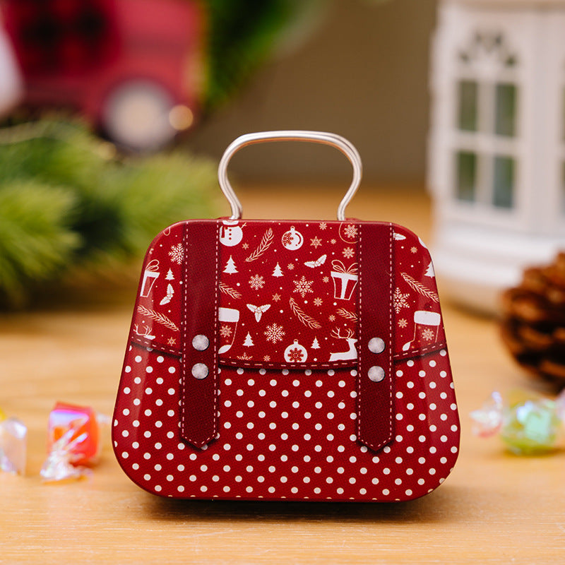 HKM-906387 Mini Tinplate Handbag Candy Boxes for Christmas Storage - Various Styles Available