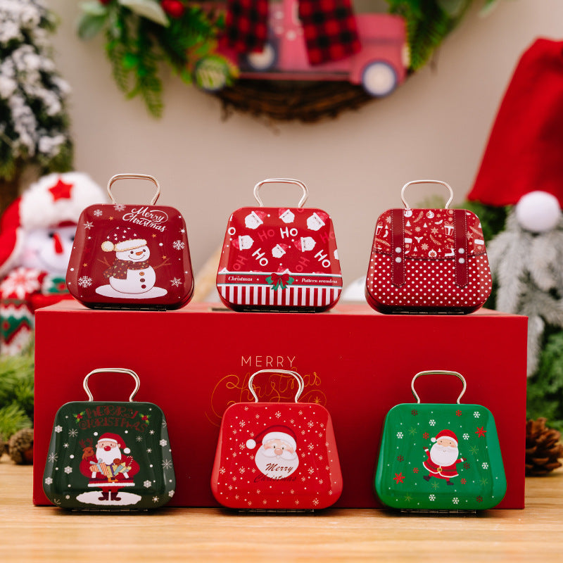 HKM-906387 Mini Tinplate Handbag Candy Boxes for Christmas Storage - Various Styles Available
