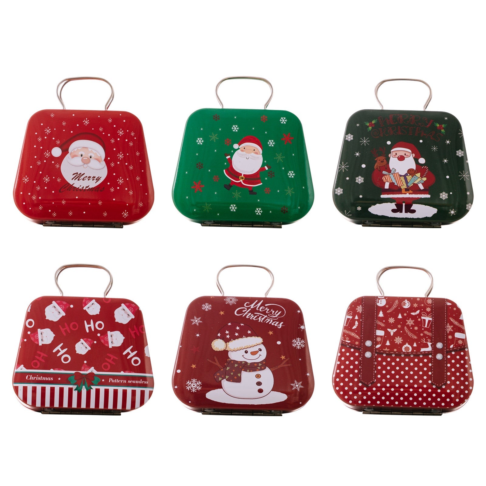 HKM-906387 Mini Tinplate Handbag Candy Boxes for Christmas Storage - Various Styles Available