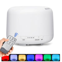 HKM-906451 Colorful Wood Grain Ultrasonic Humidifier - 500ML Aroma Diffuser with Remote Control for Household Use
