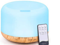 HKM-906451 Colorful Wood Grain Ultrasonic Humidifier - 500ML Aroma Diffuser with Remote Control for Household Use