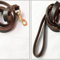 HKM-906899 Brown Leather Dog Training Chain for Medium to Large Breeds, 2 Meters Long