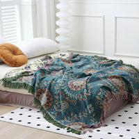 HKM-906899 Double-Sided Pure Cotton Gauze Towel Blanket with Plant and Flower Pattern, Available in Two Sizes