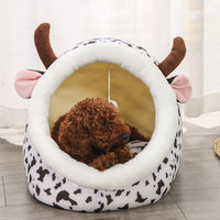 HKM-906899 Semi-Enclosed Pet Litter Kennel - Removable & Washable Cotton with Fun Animal Designs