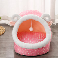 HKM-906899 Semi-Enclosed Pet Litter Kennel - Removable & Washable Cotton with Fun Animal Designs