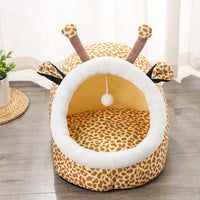 HKM-906899 Semi-Enclosed Pet Litter Kennel - Removable & Washable Cotton with Fun Animal Designs