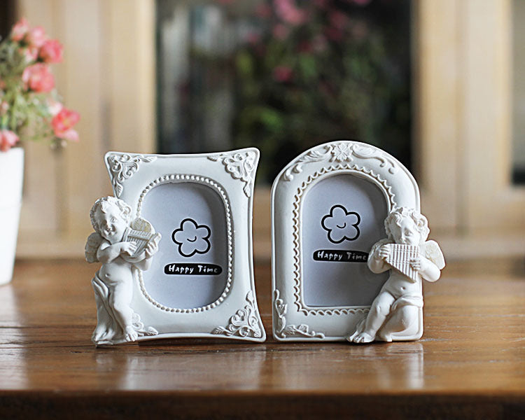 HKM-907027 Cupid Little Angel Heart-Shaped Resin Photo Frame with Variety of Designs and Sizes