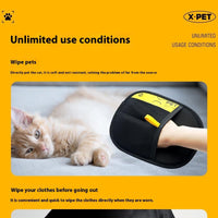 HKM-907027 Pet Static Hair Removal Gloves for Easy Pet Grooming and Cleaning - 24x16cm Mesh and Brushed Fabric, Black/Yellow