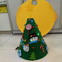 HKM-907219 Three-Dimensional Handmade Felt Christmas Tree Decoration with Lights
