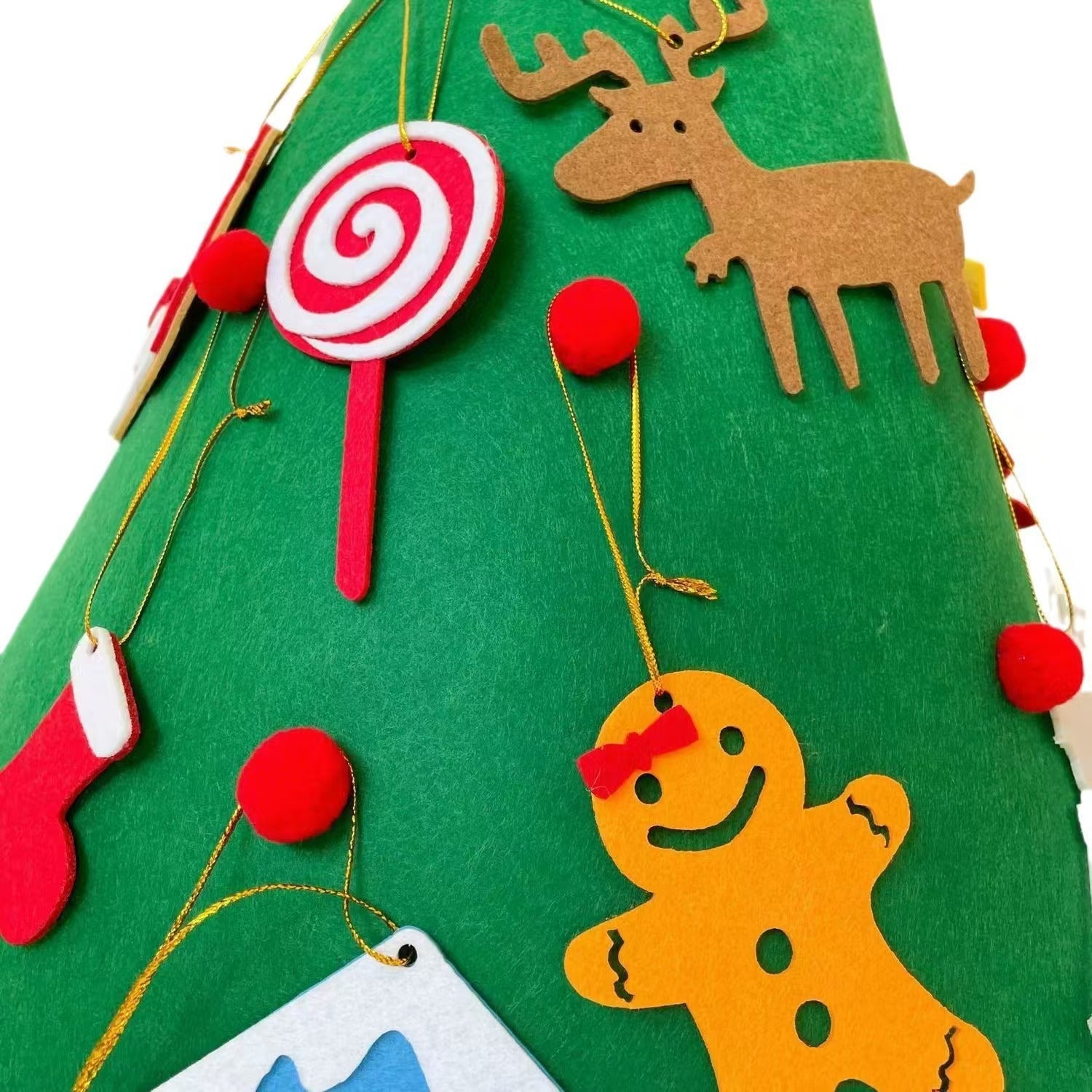 HKM-907219 Three-Dimensional Handmade Felt Christmas Tree Decoration with Lights