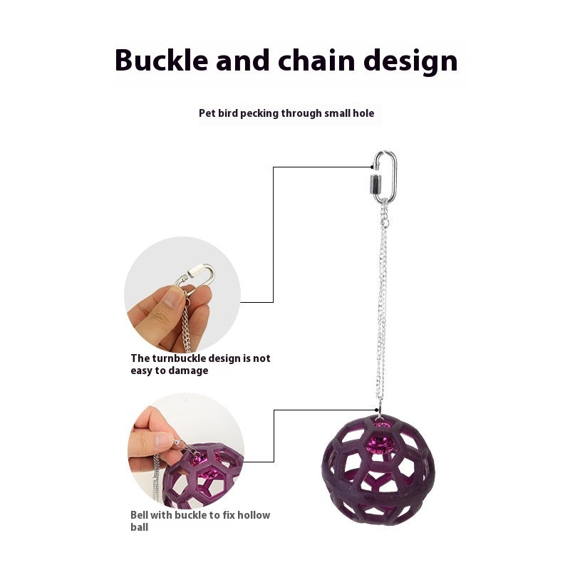 HKM-907347 Colorful Geometric Hollow Chewing Ball for Pet Birds with Hanging Bell
