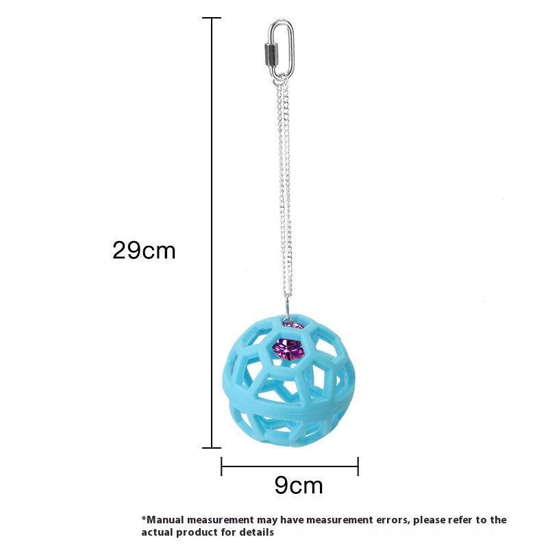 HKM-907347 Colorful Geometric Hollow Chewing Ball for Pet Birds with Hanging Bell