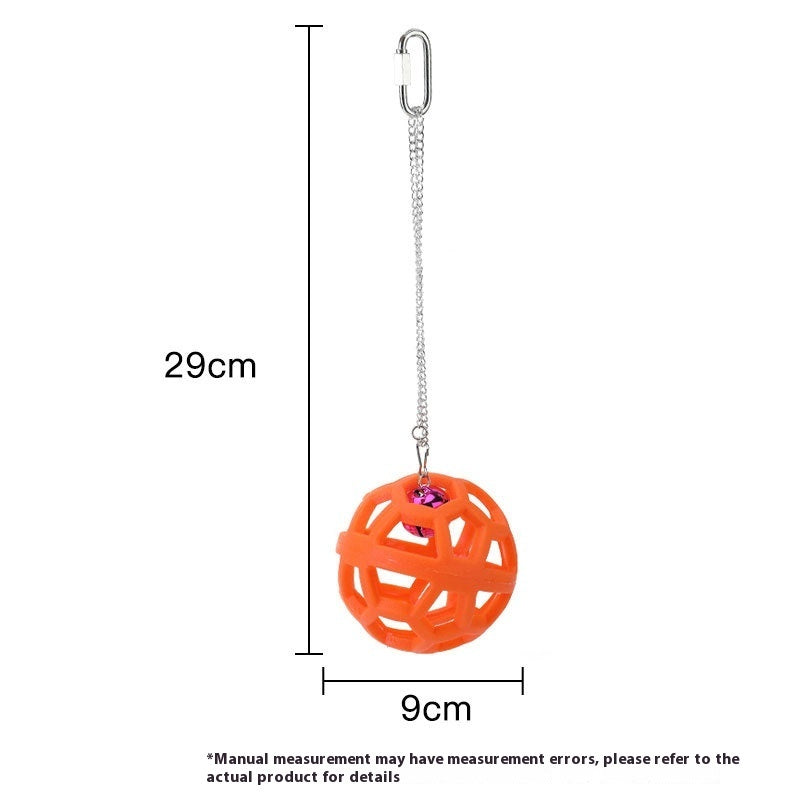 HKM-907347 Colorful Geometric Hollow Chewing Ball for Pet Birds with Hanging Bell