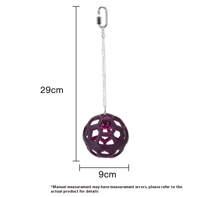 HKM-907347 Colorful Geometric Hollow Chewing Ball for Pet Birds with Hanging Bell