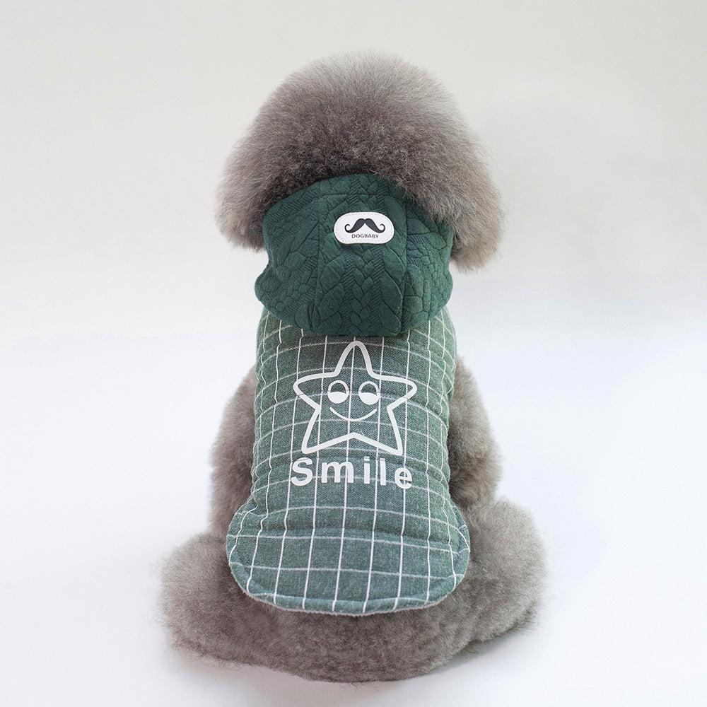 HKM-907411 Cotton Two-Legged Coat for Small Dogs in Green and Gray