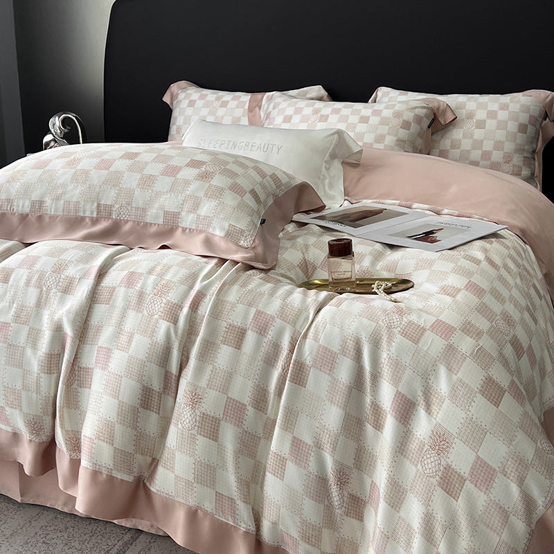 HKM-907411 Lyocell Fiber Four-Piece Plant and Flower Quilt Cover Set - Available in Multiple Sizes