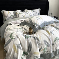 HKM-907411 Lyocell Fiber Four-Piece Plant and Flower Quilt Cover Set - Available in Multiple Sizes