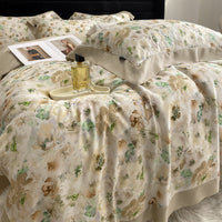 HKM-907411 Lyocell Fiber Four-Piece Plant and Flower Quilt Cover Set - Available in Multiple Sizes