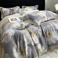 HKM-907411 Lyocell Fiber Four-Piece Plant and Flower Quilt Cover Set - Available in Multiple Sizes