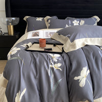 HKM-907411 Lyocell Fiber Four-Piece Plant and Flower Quilt Cover Set - Available in Multiple Sizes