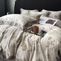 HKM-907411 Lyocell Fiber Four-Piece Plant and Flower Quilt Cover Set - Available in Multiple Sizes