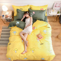 HKM-907411 Thickened Cotton Quilt Cover Set in Garden Flower Design